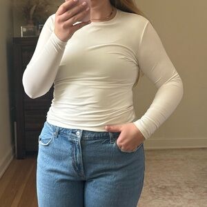 Women's white Long Sleeve Top